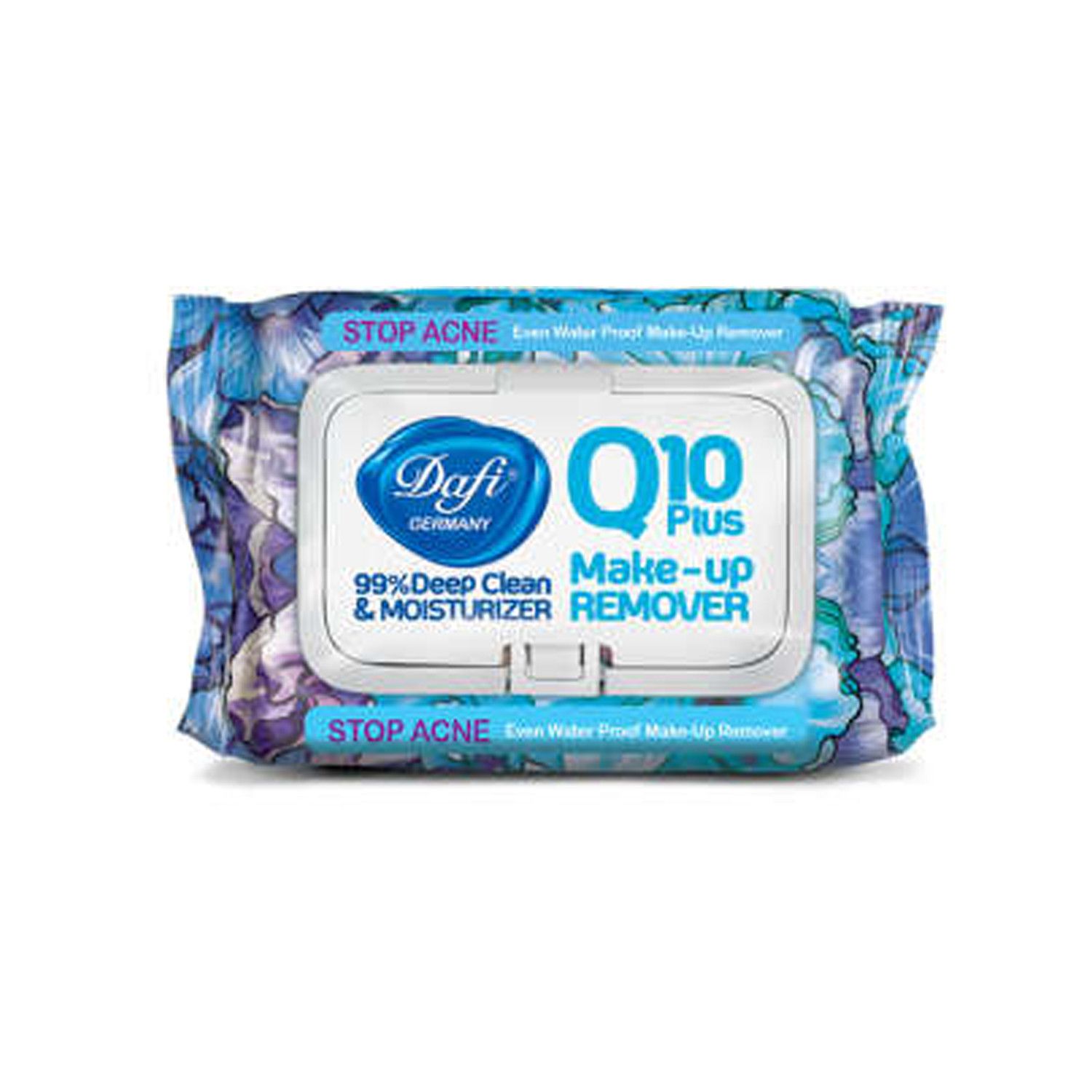 دستمال مرطوب پاک کننده آرایش دافی مدل Q10-Stop Acne با طرح گل 1 بسته 50 عددی