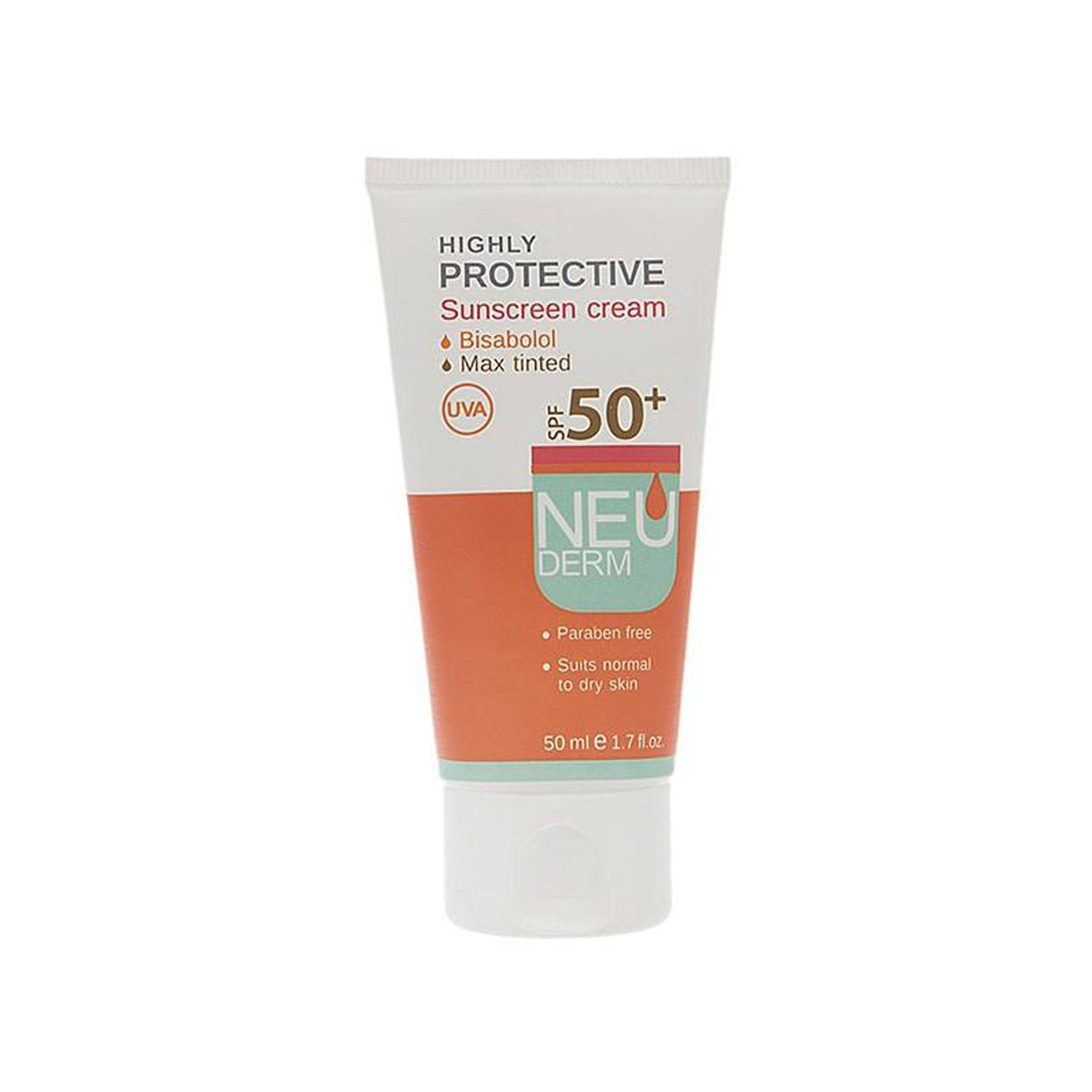کرم ضد آفتاب نئودرم مدل Highly Protective Max Tinted SPF50 مناسب پوست خشک و معمولی حجم 50 میلی لیتر - بژ تیره