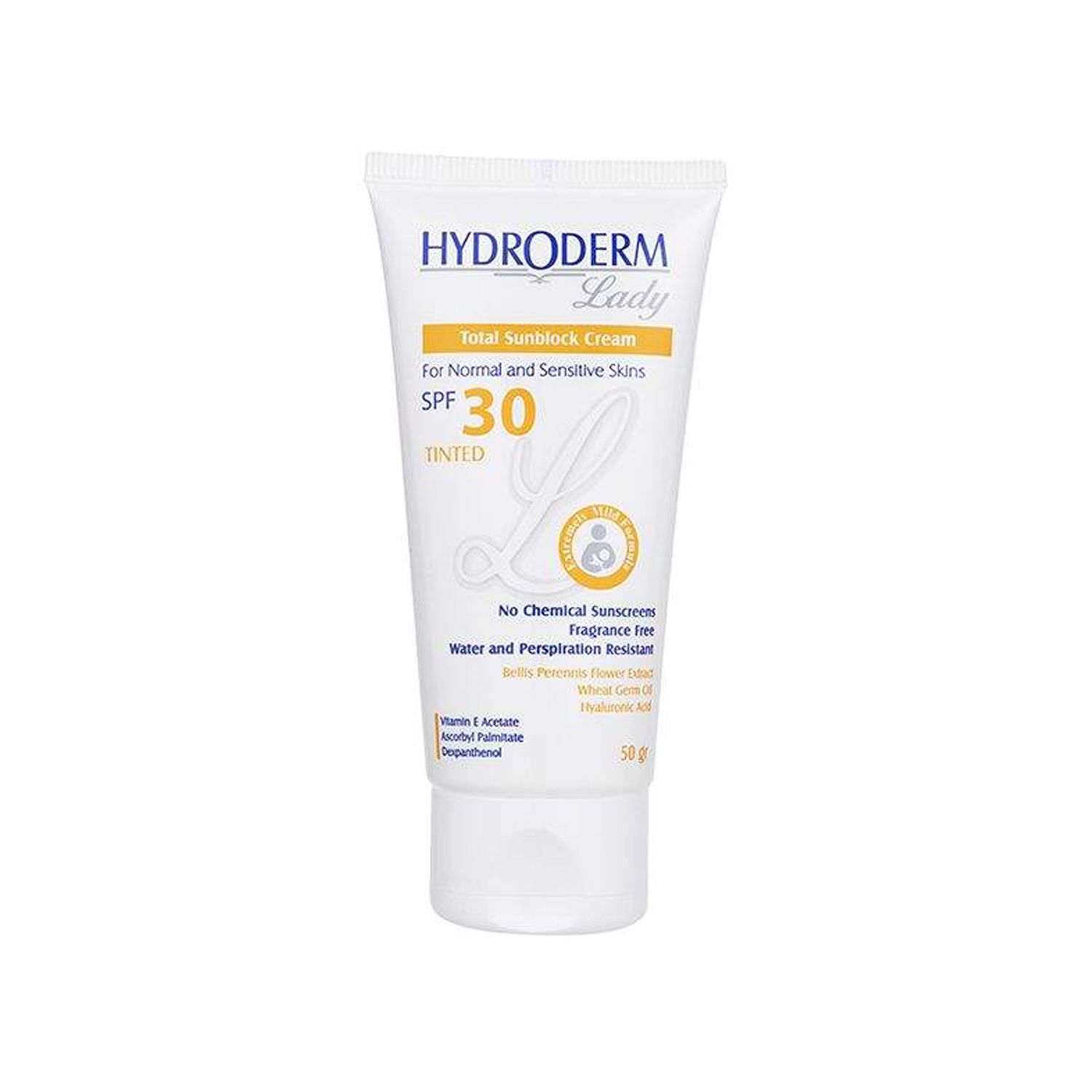 کرم ضد آفتاب رنگی هیدرودرم مدل Normal & Sensitive skins SPF30 وزن 50 گرم - رنگ طبیعی