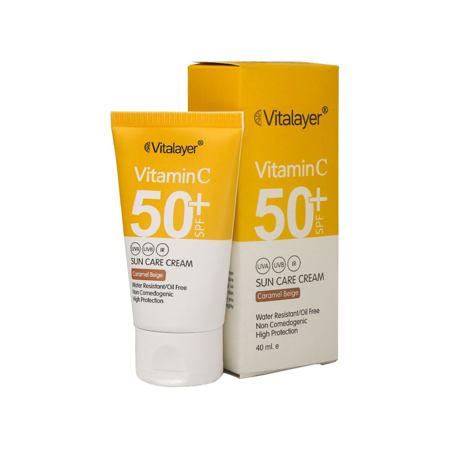کرم ضد آفتاب ویتالیر مدل ویتامین C حجم 40 میلی لیتر - بژ کاراملی