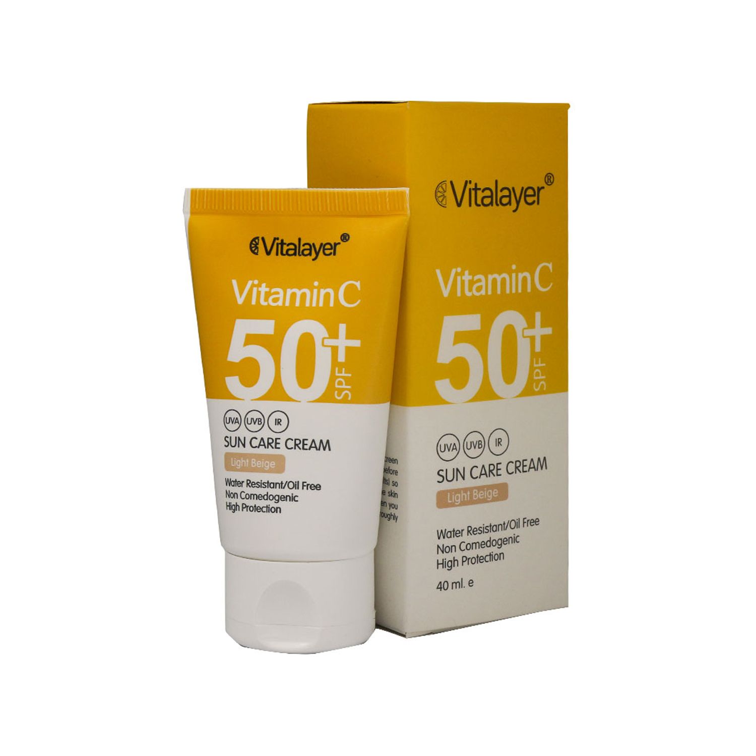 کرم ضد آفتاب ویتالیر مدل ویتامین C حجم 40 میلی لیتر - بژ روشن
