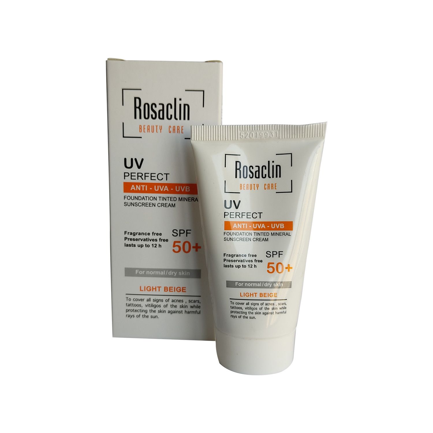 کرم ضد آفتاب رزاکلین مدل Normal & Dry Skin SPF50 حجم 40 میلی لیتر - بژ روشن