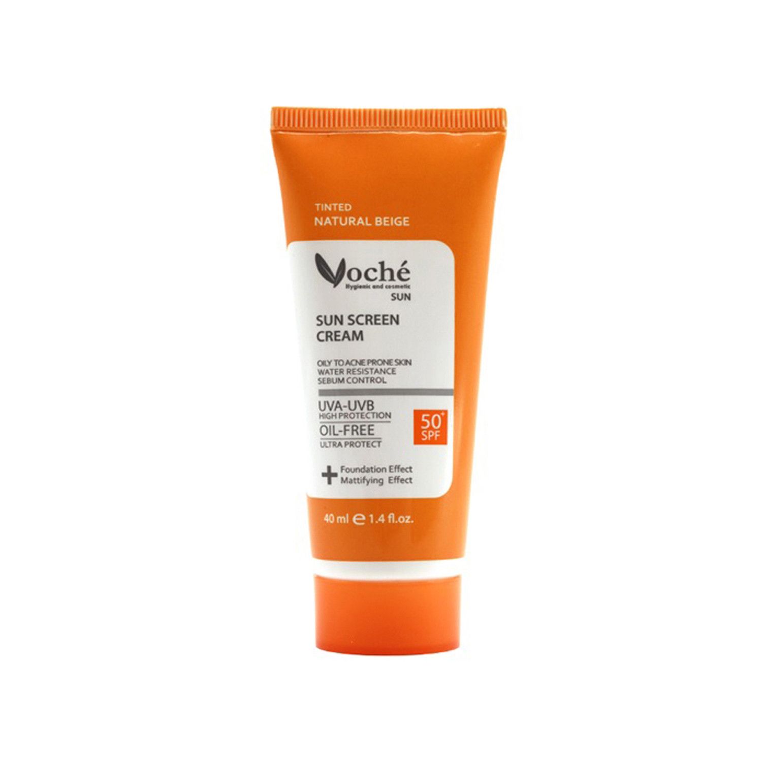 کرم ضد آفتاب وچه SPF50 مناسب پوست های چرب و مستعد آکنه حجم 40 میلی لیتر - بژ طبیعی