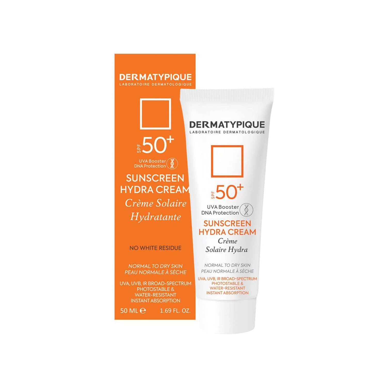 کرم ضد آفتاب هیدرا درماتیپیک SPF50 مناسب پوست های نرمال تا خشک حجم 50 میلی لیتر - بی رنگ