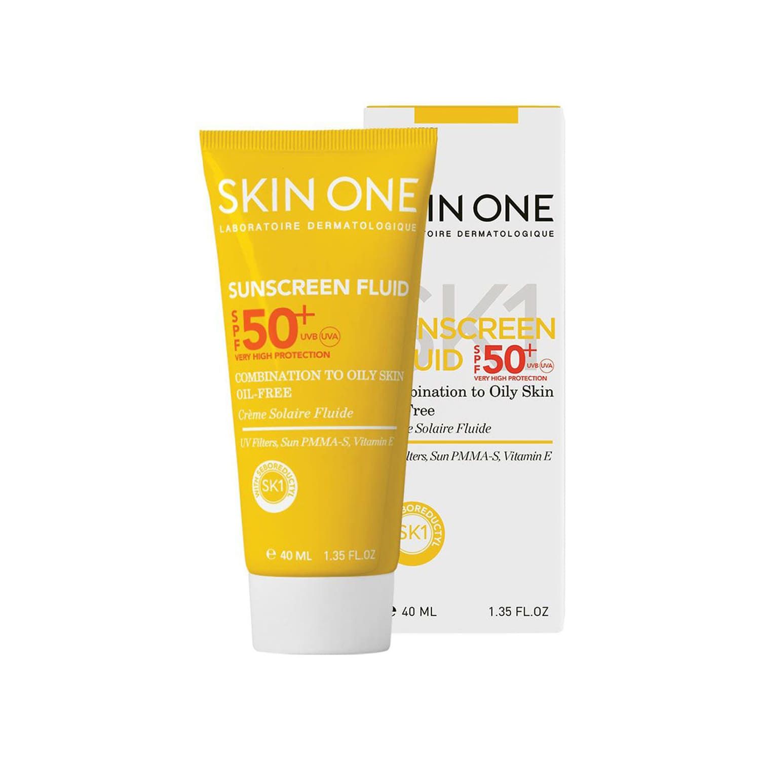 فلوئید ضد آفتاب اسکین وان SPF 50 مناسب پوست چرب و مختلط حجم 40 میلی لیتر