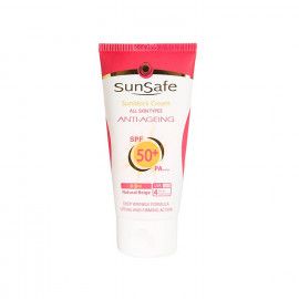 کرم ضد آفتاب و ضد چروک سان سیف مدل SPF 50 مناسب انواع پوست حجم 50 میلی لیتر - بژ طبیعی