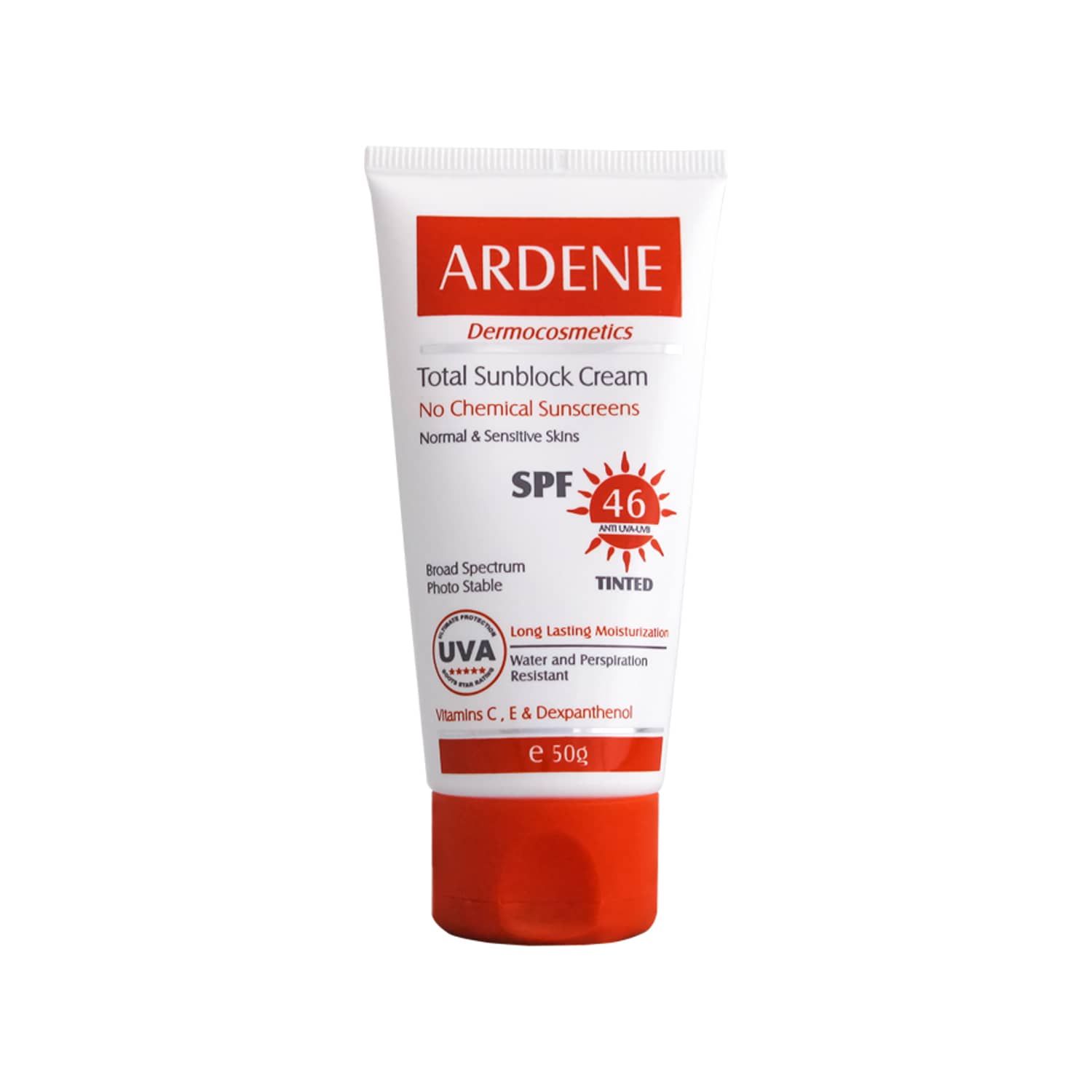 کرم ضد آفتاب فیزیکال آردن SPF 46 مناسب پوست های معمولی و حساس وزن 50 گرم- بژ متوسط
