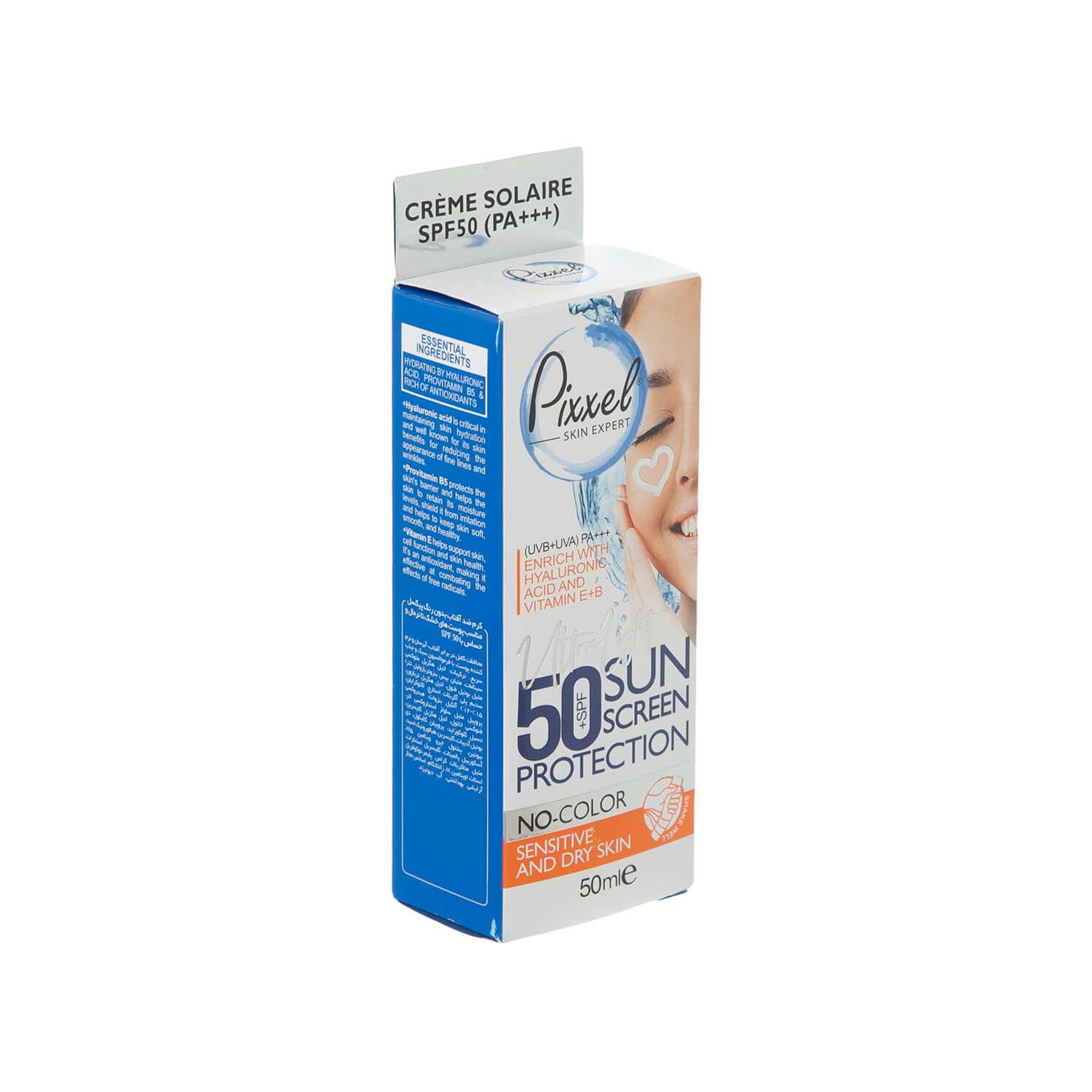کرم ضد آفتاب پیکسل SPF 50 مناسب پوست های خشک تا نرمال و حساس حجم 50 میلی لیتر - بی رنگ