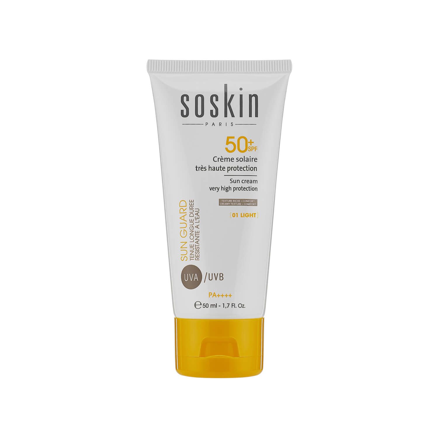 کرم ضد آفتاب SPF 50 ساسکین مناسب انواع پوست حجم 50 میلی لیتر - رنگی