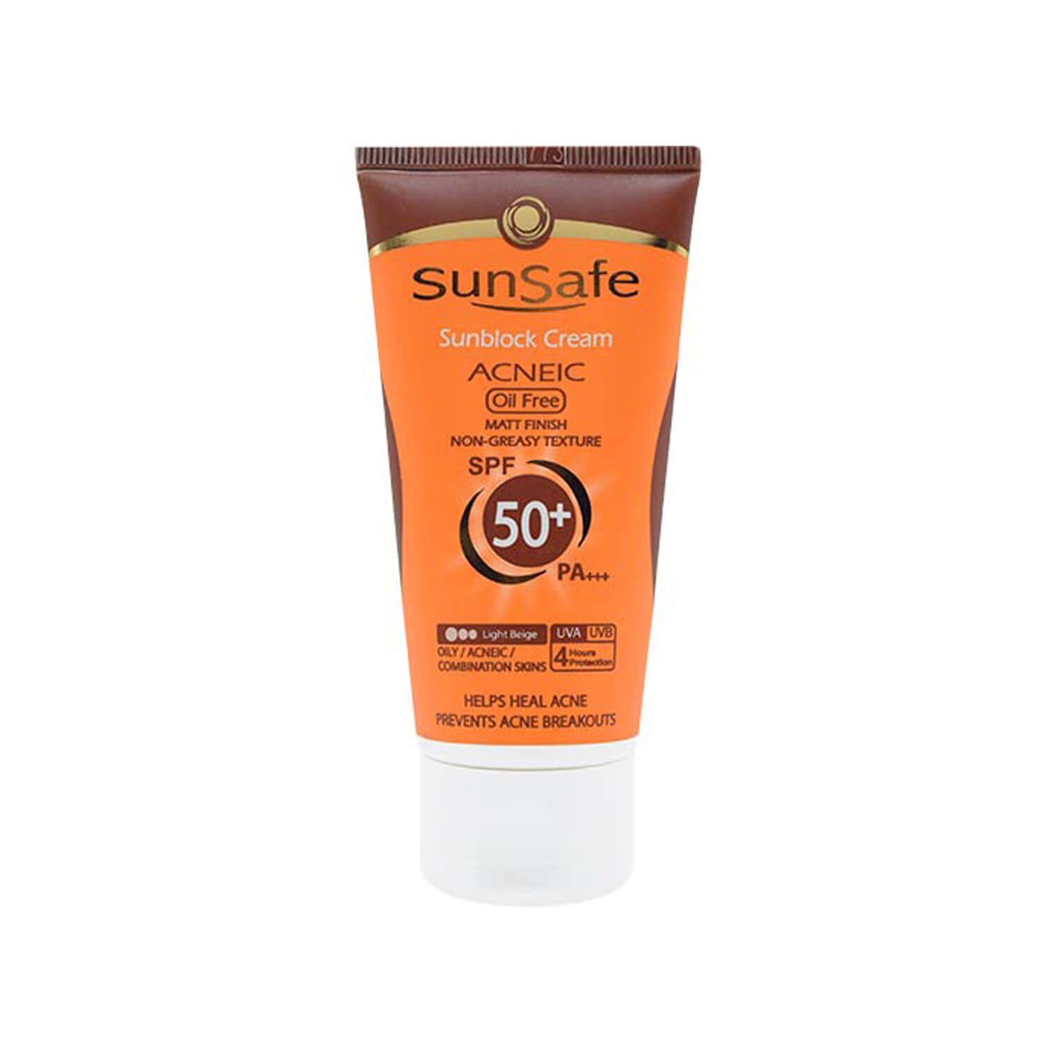 کرم ضد آفتاب فاقد چربی سان سیف SPF 50 مناسب پوست چرب حجم 50 میلی لیتر - بژ روشن