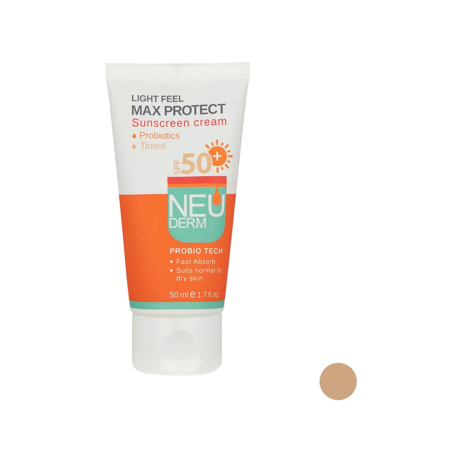 کرم ضد آفتاب نئودرم مدل Max Protect SPF 50 مناسب پوست خشک و معمولی حجم 50 میلی لیتر - رنگی