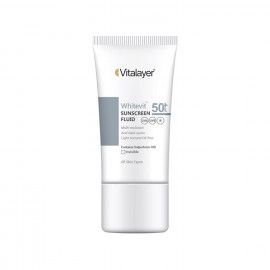 فلوئید ضد آفتاب SPF 50 ویتالیر مدل Whitevit مناسب انواع پوست کدر و دارای لک حجم 50 میلی لیتر - بی رنگ