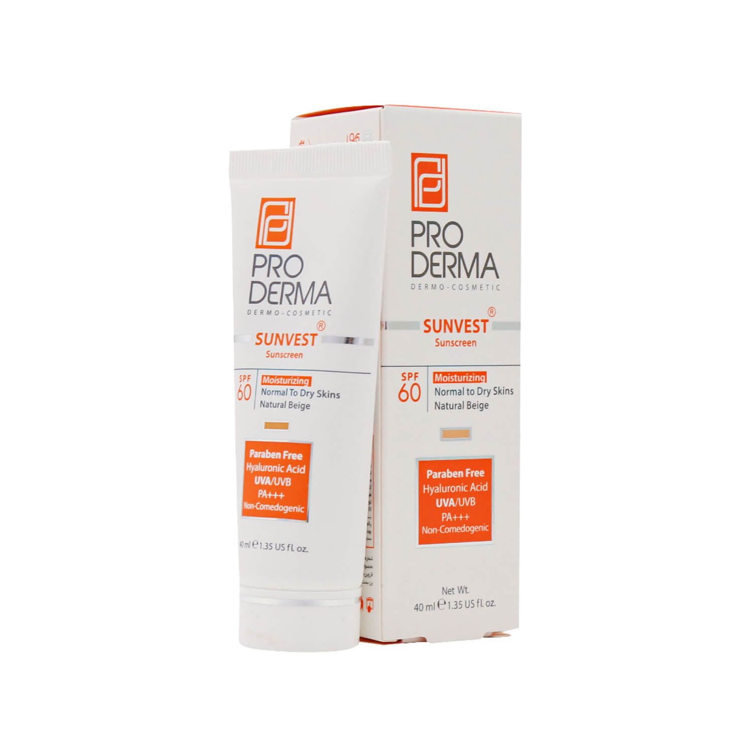 کرم ضد آفتاب و مرطوب کننده پرودرما SPF 60 مناسب پوست های معمولی تا خشک حجم 40 میلی لیتر - بژ طبیعی