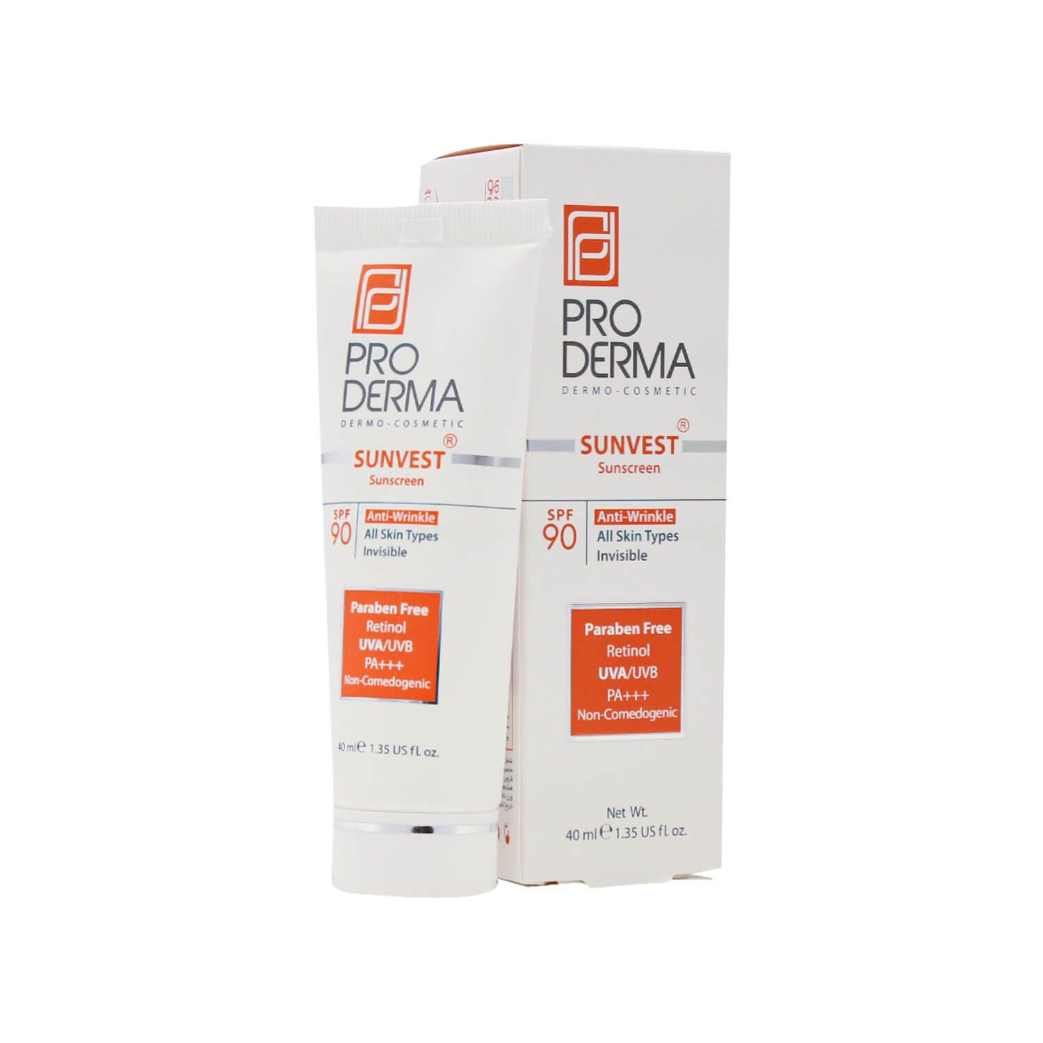 کرم ضد آفتاب و ضد چروک پرودرما SPF 90 مناسب انواع پوست حجم 40 میلی لیتر - بی رنگ