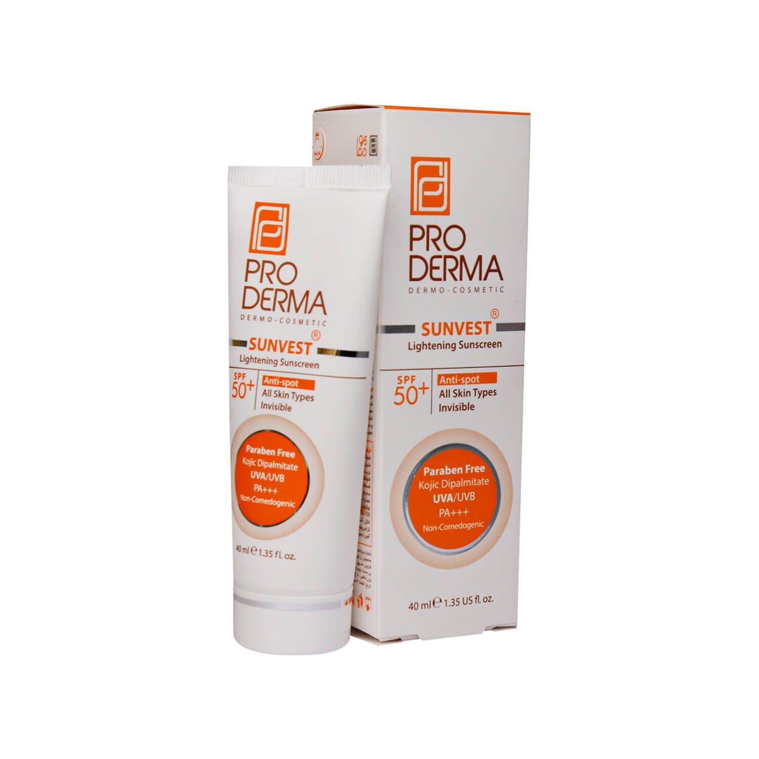 کرم ضد آفتاب و روشن کننده لک پرودرما SPF 50 مناسب انواع پوست حجم 40 میلی لیتر - بی رنگ