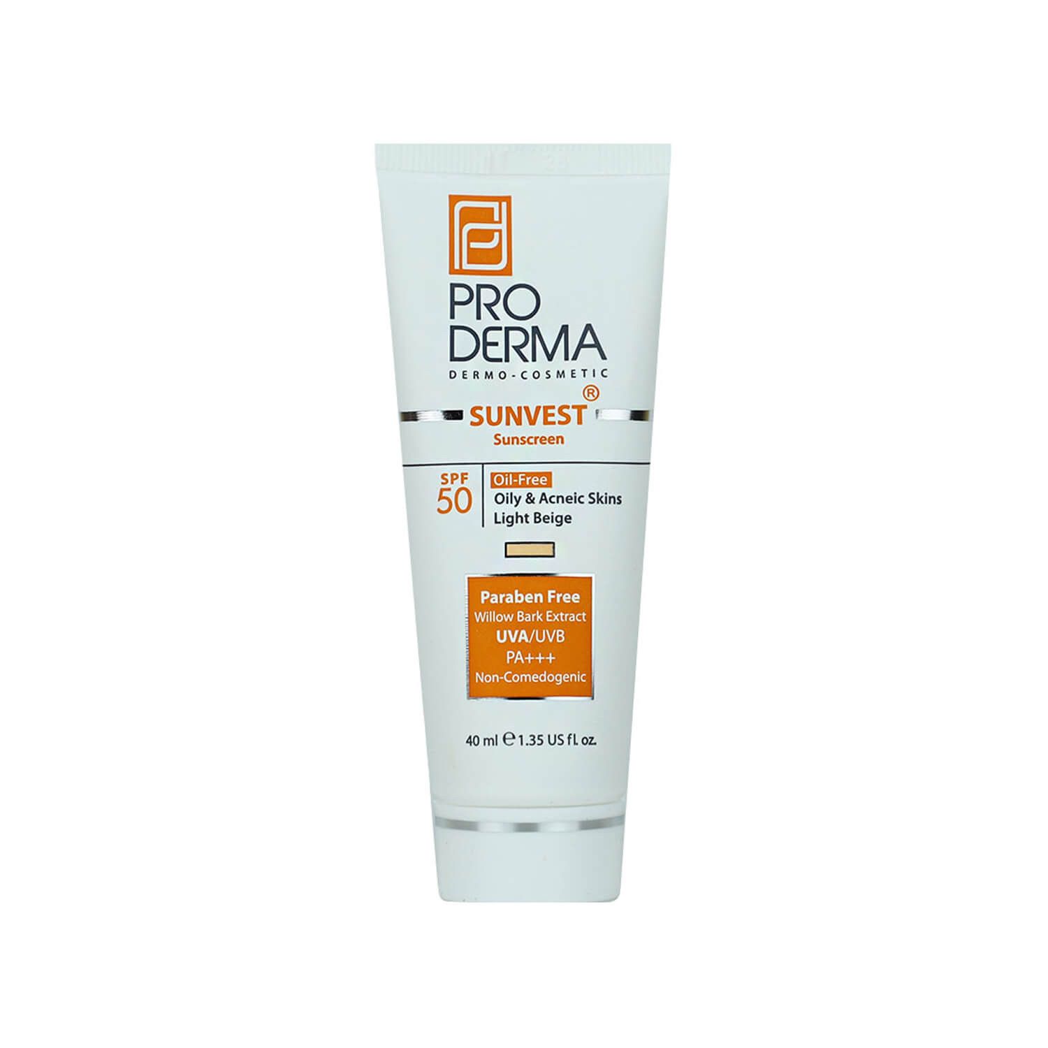 کرم ضد آفتاب فاقد چربی پرودرما SPF 50 مناسب پوست چرب و جوش دار حجم 40 میلی لیتر - بژ روشن