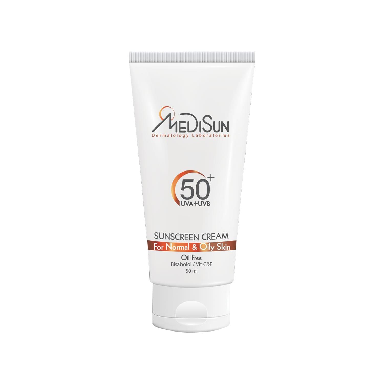 کرم ضد آفتاب SPF 50 فاقد چربی مدیسان مناسب پوست معمولی و چرب حجم 50 میلی لیتر - بی رنگ