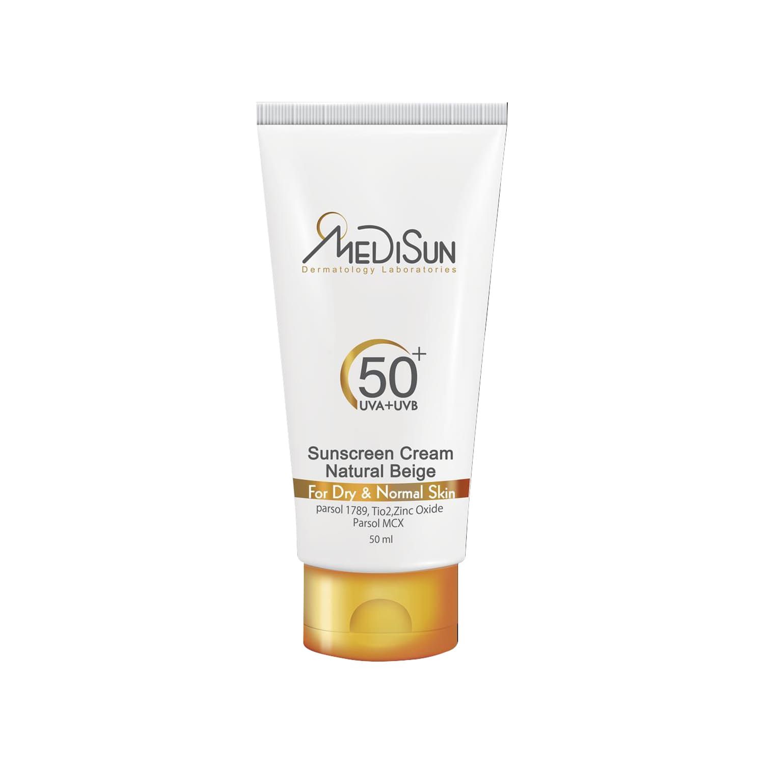 کرم ضد آفتاب SPF 50 مدیسان مناسب پوست خشک و معمولی حجم 50 میلی لیتر - بژ طبیعی