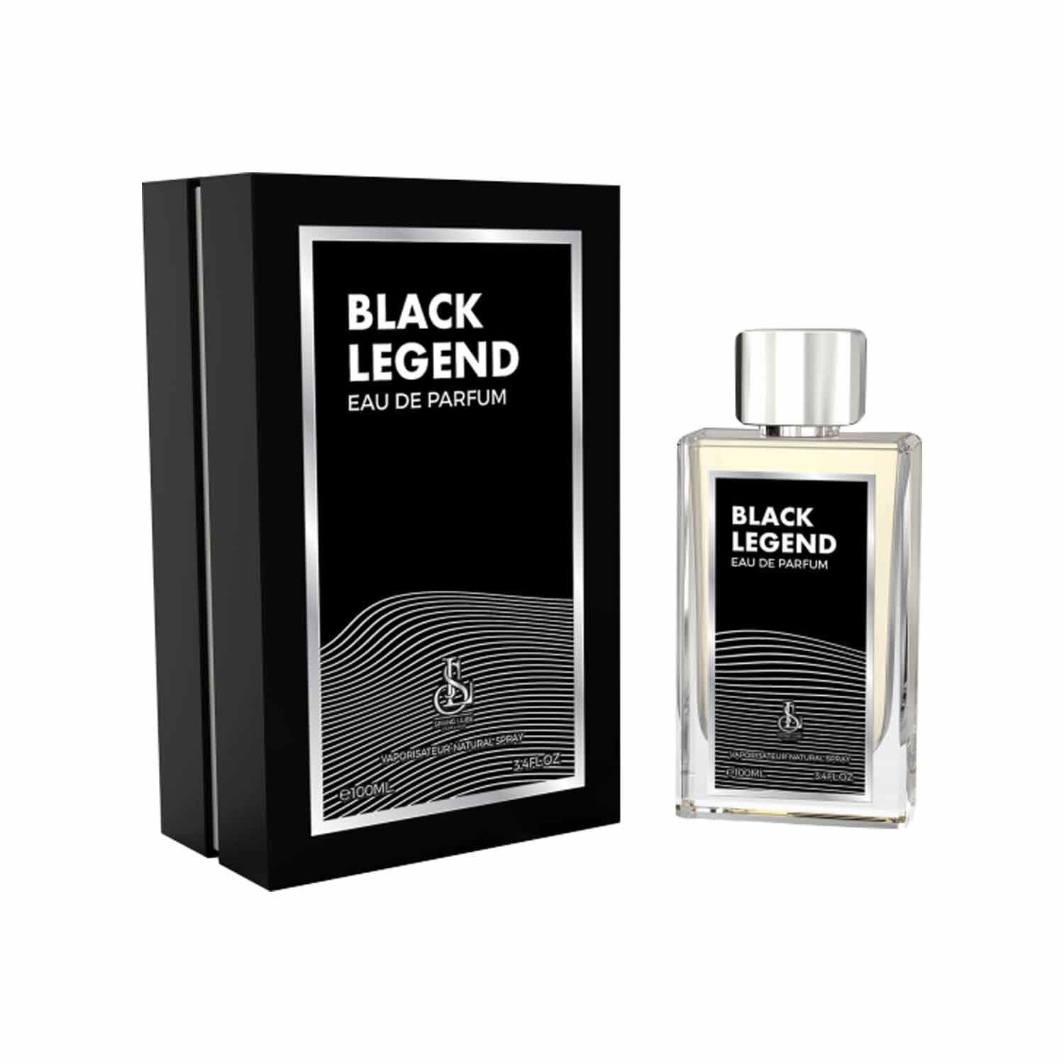 ادو پرفیوم مردانه اسپرینگ لیلیز مدل Black Legend حجم 100 میلی لیتر با پکیج Hard