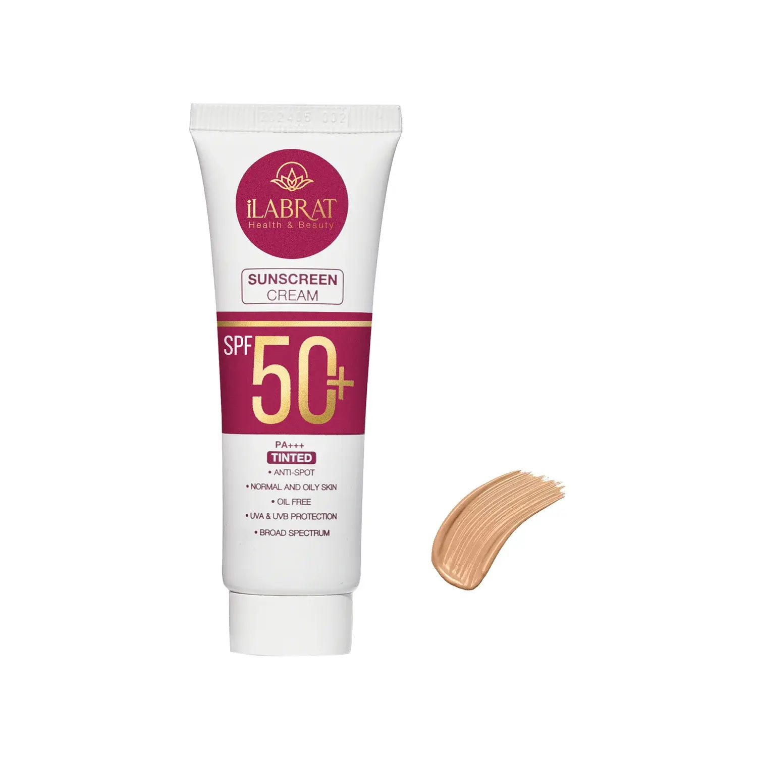 کرم ضد آفتاب و ضد لک فاقد چربی SPF 50 ایلابرت مناسب پوست های نرمال و چرب حجم 40 میلی لیتر - بژ طبیعی