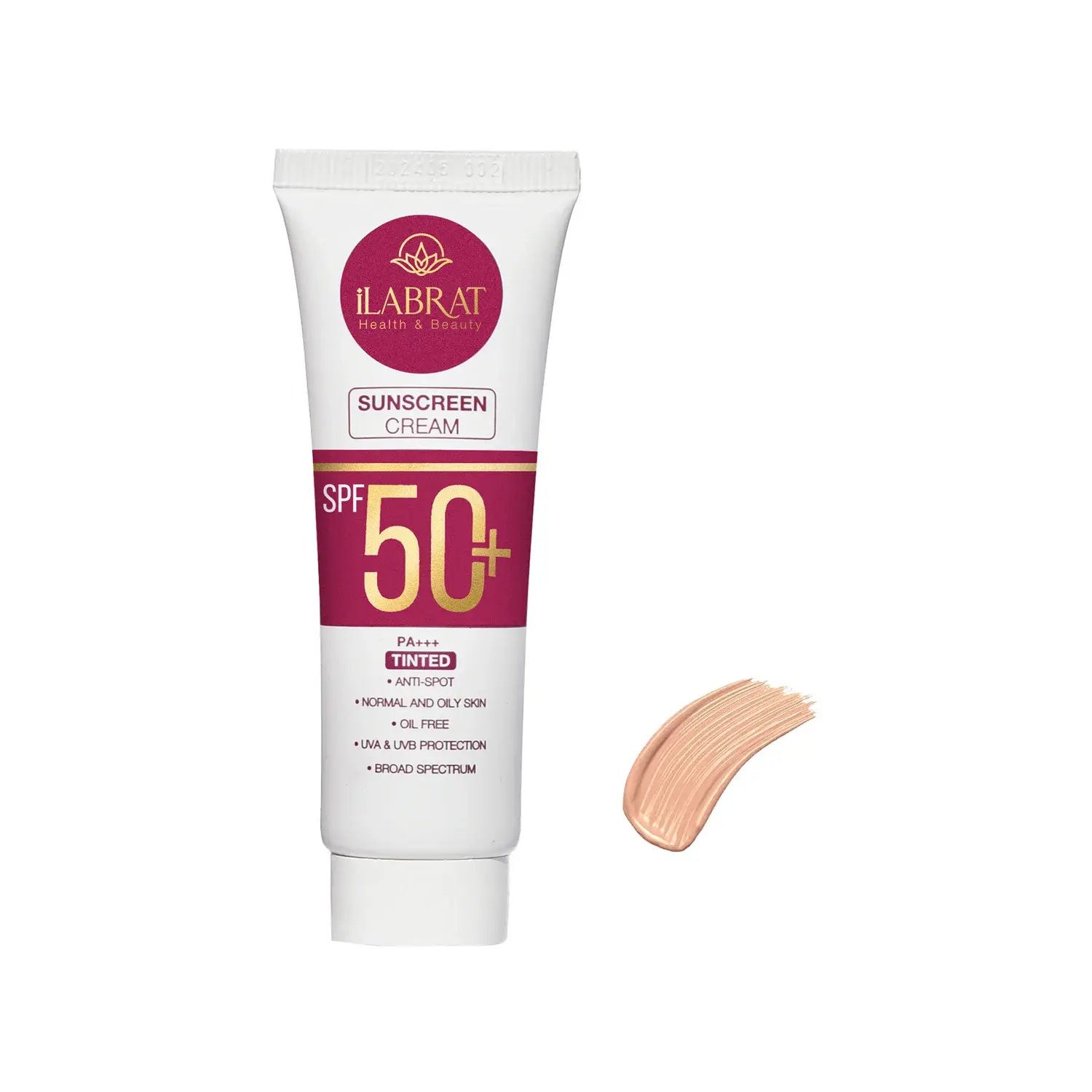 کرم ضد آفتاب و ضد لک فاقد چربی SPF 50 ایلابرت مناسب پوست های نرمال و چرب حجم 40 میلی لیتر - بژ روشن