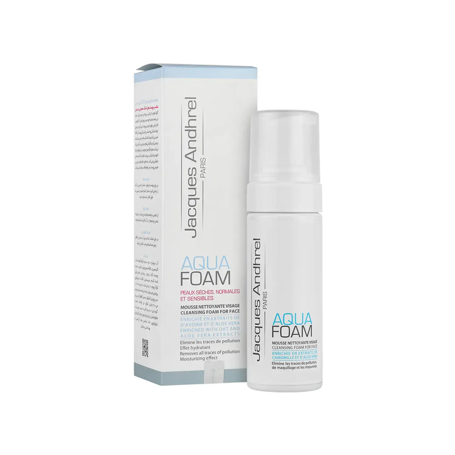 فوم شستشوی صورت ژاک آندرل مدل Aqua Foam مناسب انواع پوست حجم 150 میلی لیتر