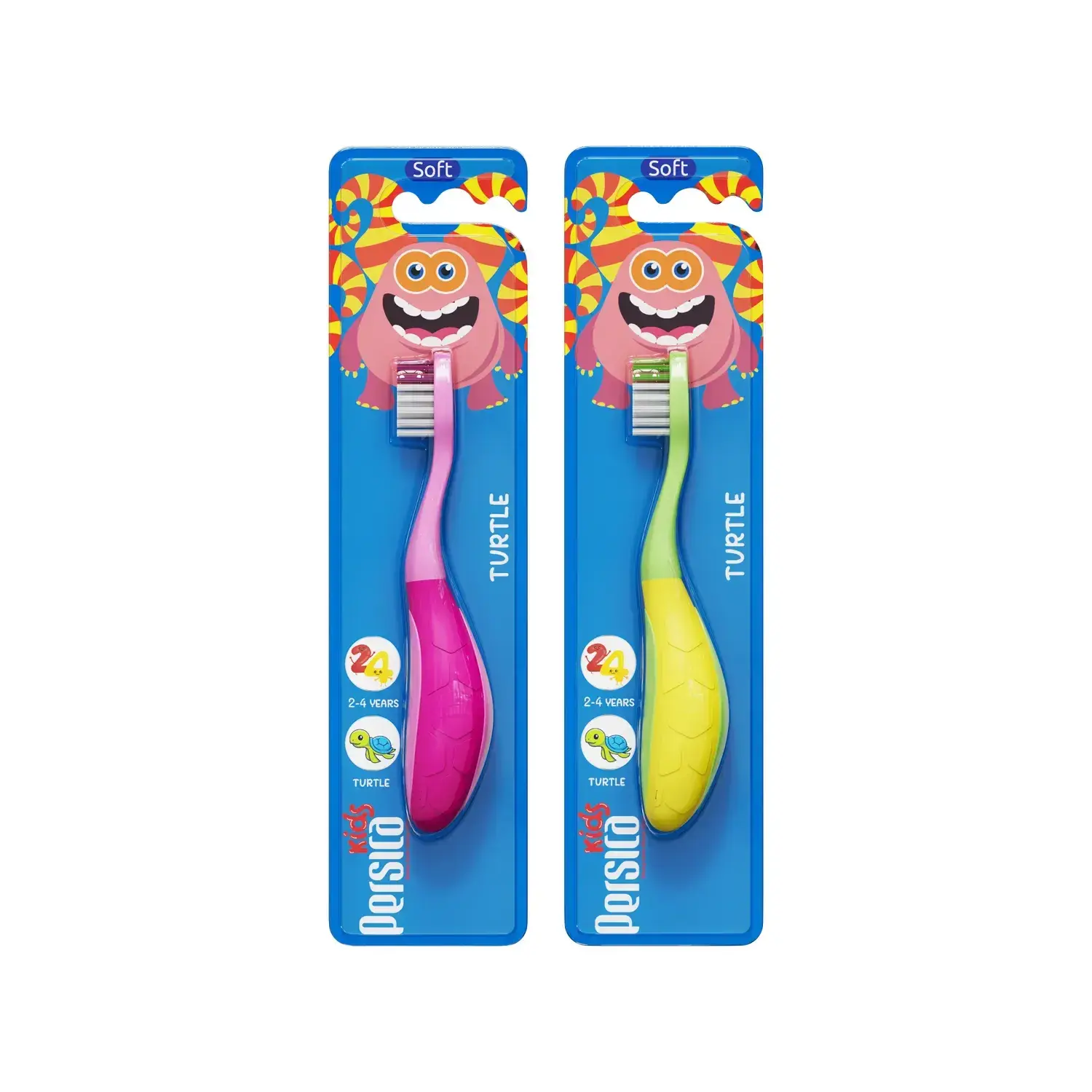 مسواک کودک پرسیکا طرح لاک پشت با برس نرم کد P315
