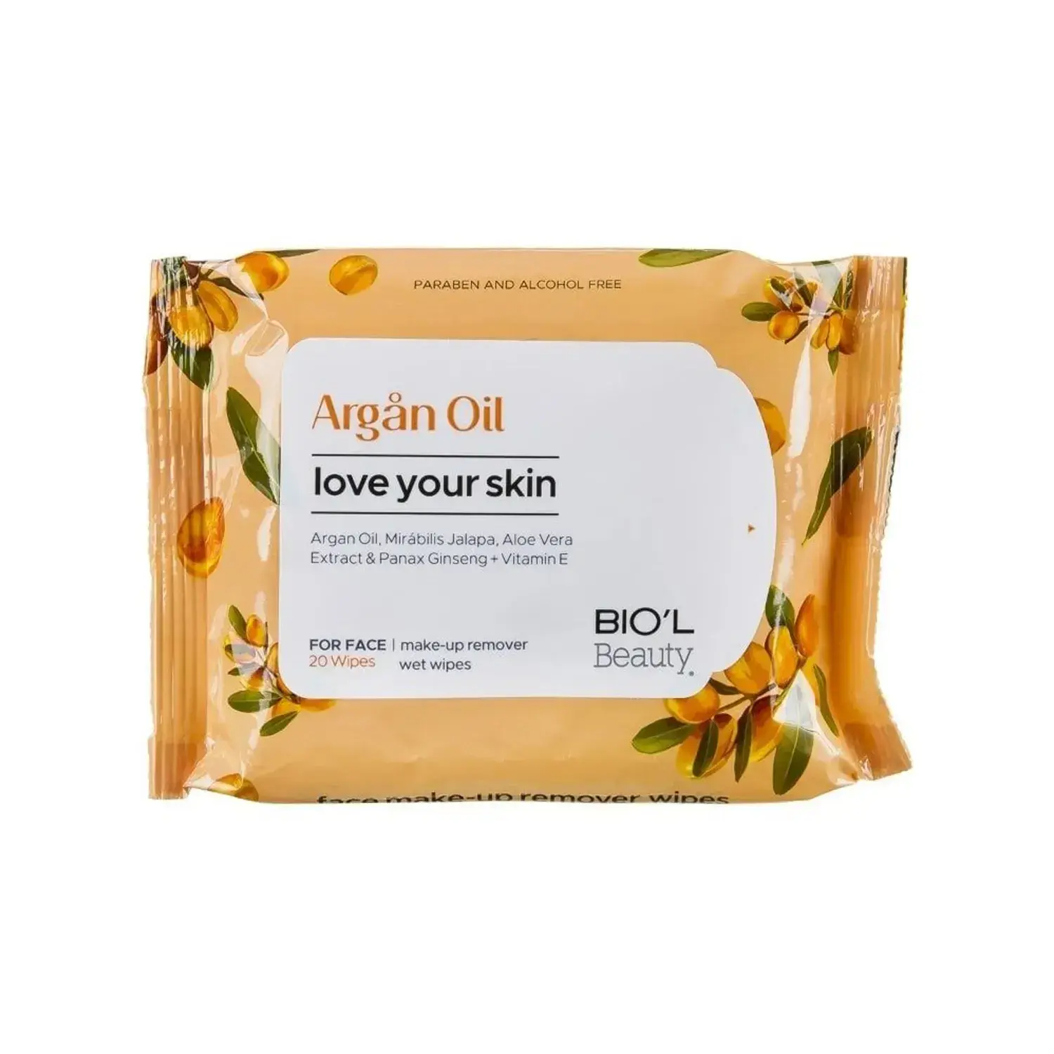 دستمال مرطوب پاک کننده آرایش بیول مدل Argan Oil بسته 20 عددی