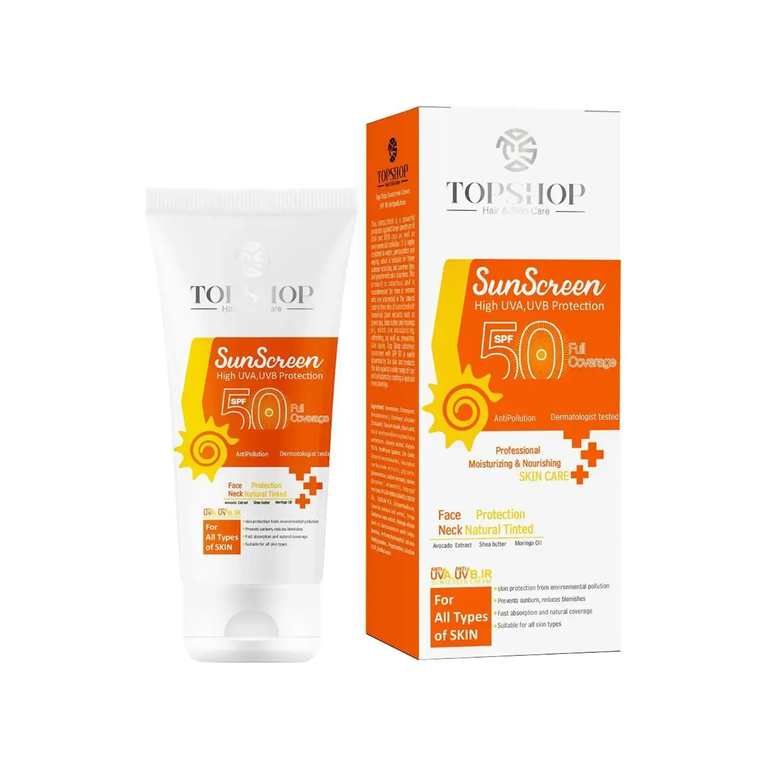 کرم ضد آفتاب تاپ شاپ مدل SPF 50 حجم 50 میلی لیتر - بی رنگ