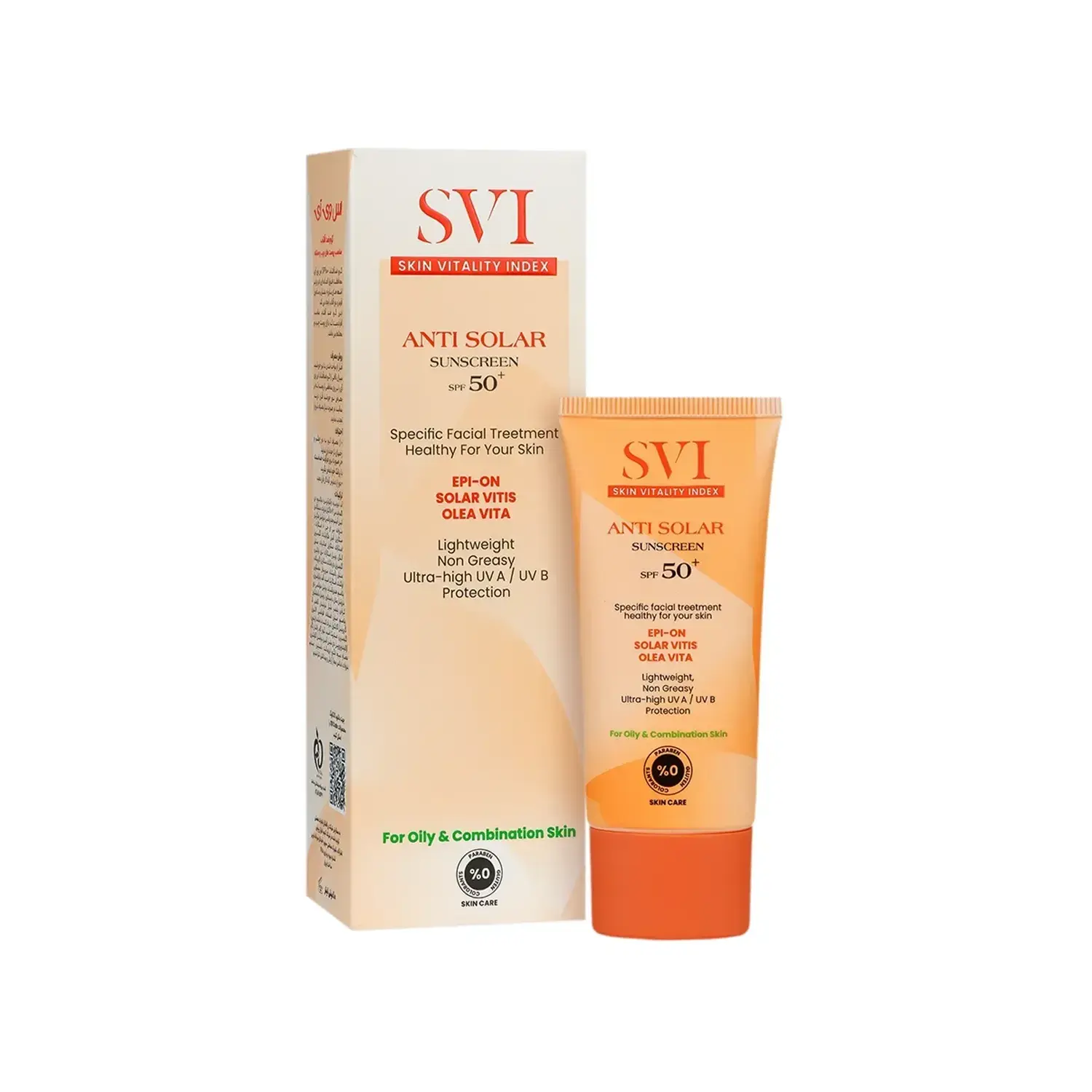 کرم ضد آفتاب SPF 50 اس وی آی مناسب پوست های چرب و مختلط - بی رنگ