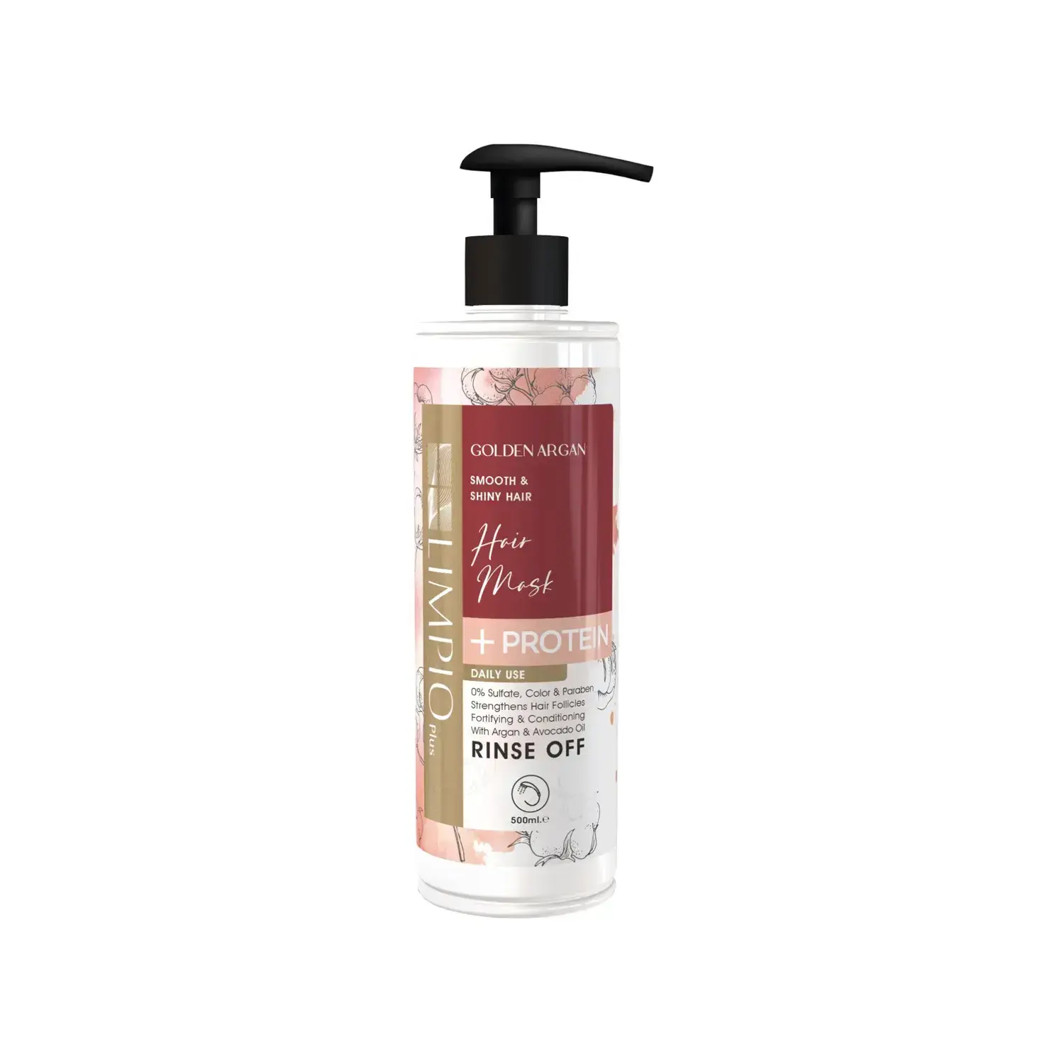 ماسک مو با آبکشی لیمپیو مدل Golden Argan حجم 500 میلی لیتر