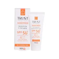 کرم ضد آفتاب و ضد پیری SPF50 تراست مناسب پوست های نرمال و خشک - بی رنگ