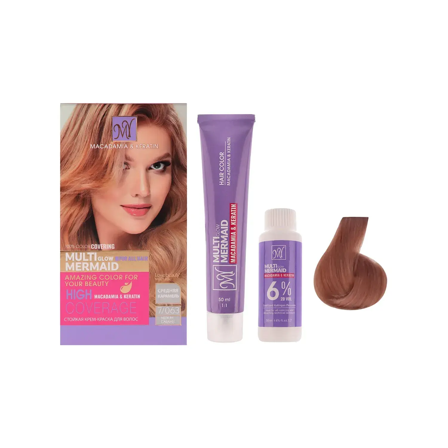 کیت رنگ مو مای مدل Macademia & Keratin شماره 7.063 - کاراملی متوسط