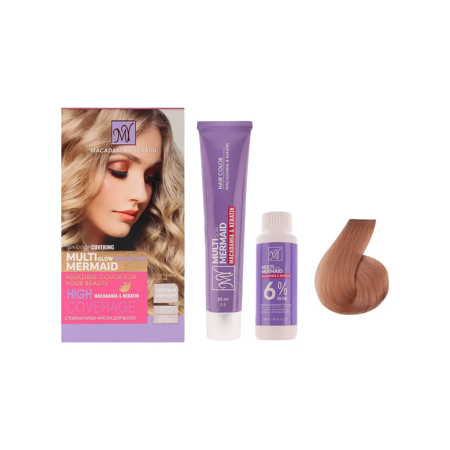 کیت رنگ مو مای مدل Macademia & Keratin شماره 8 - بلوند روشن image