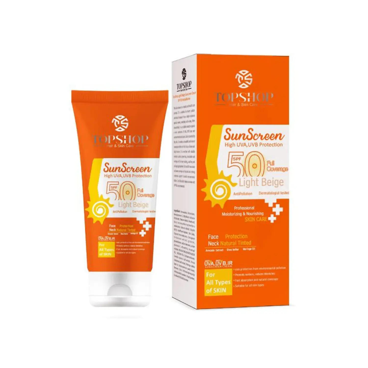 کرم ضد آفتاب تاپ شاپ مدل SPF 50 حجم 50 میلی لیتر - بژ روشن image