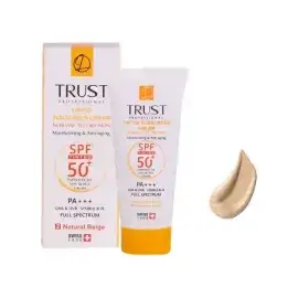 کرم ضد آفتاب و ضد پیری SPF50 تراست مناسب پوست های نرمال و خشک - بژ طبیعی