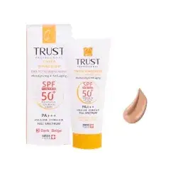 کرم ضد آفتاب و ضد پیری SPF50 تراست مناسب پوست های نرمال و خشک - بژ تیره