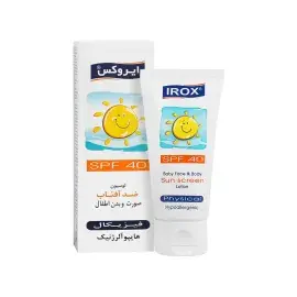 لوسیون ضد آفتاب فیزیکال صورت و بدن کودک ایروکس SPF 40 وزن 60 گرم