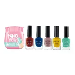 لاک ناخن نوت به همراه پد لاک پاک کن نینو مجموعه 6 عددی