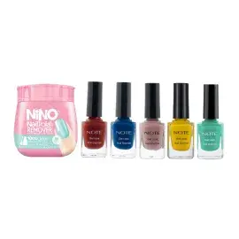 لاک ناخن نوت به همراه پد لاک پاک کن نینو مجموعه 6 عددی